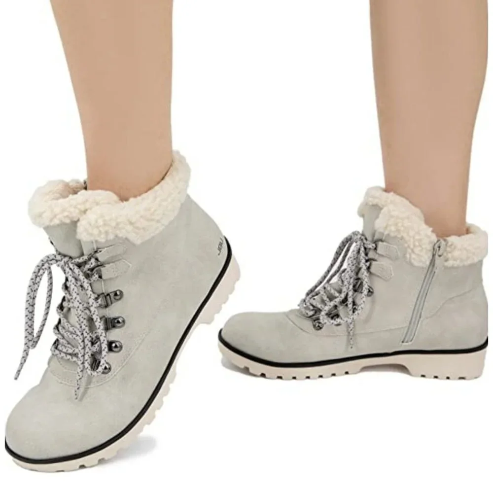 Jsport 6 Boots Faux Fur Shearling Winter Outdoor Weather Lug Chunky Snow Shoes